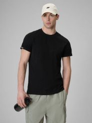 4F T-shirt regular gładki męski - czarny XXL. Czarne t-shirty męskie 4F, m, bez wzorów, z bawełny, bez kołnierzyka, bez ramiączek. Za 59.99 zł.