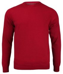 Sweter Czerwony Klasyczny Męski Bawełniany, Okrągły Dekolt (U-neck) - Adriano Guinari. Czerwone swetry męskie Adriano Guinari, m, bez wzorów, z bawełny, biznesowe, bez kołnierzyka, bez ramiączek. Za 169.00 zł.