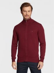 Tommy Hilfiger Kardigan MW0MW28050 Bordowy Regular Fit. Czerwone swetry męskie Tommy Hilfiger, m, bez wzorów, z bawełny, bez kołnierzyka, bez ramiączek. Za 749.99 zł.