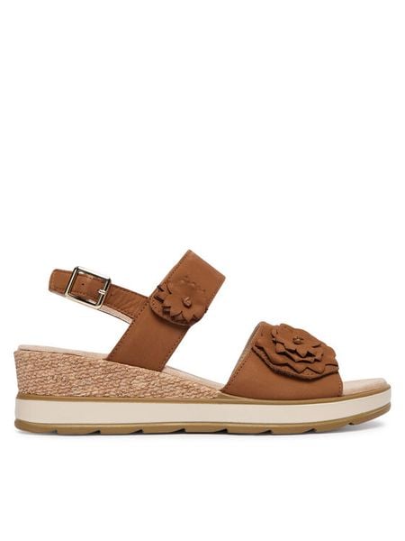 Caprice Sandały 9-28711-46 Brązowy. Brązowe sandały damskie Caprice, bez wzorów, z nubiku, bez obcasa, na koturnie, bez zapięcia. Za 235.99 zł.