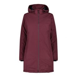 Parka dla kobiet CMP. Czerwone parki damskie CMP, bez wzorów, z materiału, z kapturem. Za 466.55 zł.