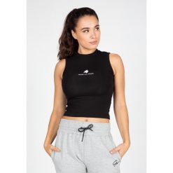 Crop Top fitenss damski Gorilla Wear Livonia. Czarne topy damskie GORILLA WEAR, s, bez wzorów, sportowe, bez kołnierzyka, bez ramiączek. Za 161.00 zł.