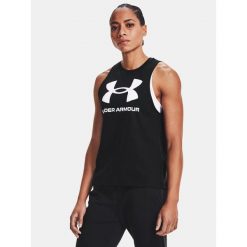 Koszulka damska tank top UNDER ARMOUR 1356297 bez rękawów. Czarne topy damskie Under Armour, s, bez wzorów, bez kołnierzyka, bez ramiączek. W wyprzedaży za 73.70 zł.