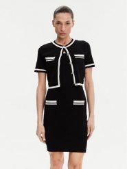 Morgan Sukienka dzianinowa 251-RMBIBI Czarny Slim Fit. Czarne sukienki damskie Morgan, l, bez wzorów, z dzianiny, bez kołnierzyka, bez ramiączek. Za 249.99 zł.