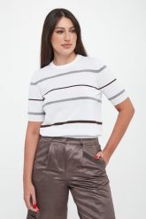 Sweter damski w paski PESERICO. Swetry nierozpinane damskie Peserico, bez wzorów, bez kołnierzyka, bez ramiączek. Za 1,629.00 zł.