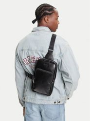 Guess Nerka HMBOCA P5326 Czarny. Czarne saszetki i nerki męskie Guess, z aplikacjami, ze skóry. Za 249.99 zł.