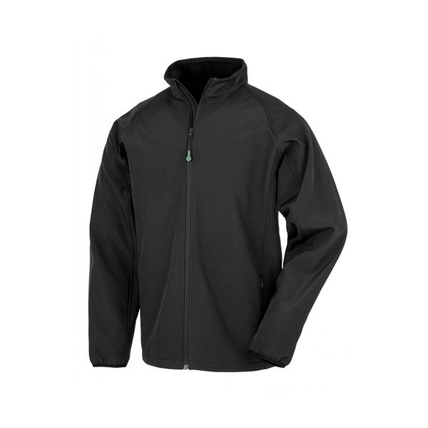 Kurtka z recyklingu Result Softshell. Czarne kurtki męskie RESULT, xl, bez wzorów, z materiału, bez kaptura. Za 131.10 zł.