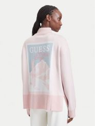 Guess Sweter V6BR12 Z1673 Różowy jasny Regular Fit. Czerwone swetry nierozpinane damskie Guess, xl, z aplikacjami, z syntetyku, bez kołnierzyka, bez ramiączek. Za 394.99 zł.