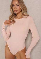 Beżowe Body w Stylu Basic Sovfia. Brązowe body Renee, bez wzorów, z jeansu. Za 59.99 zł.