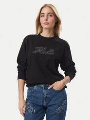 KARL LAGERFELD Bluza Rhinestone B4W20007 Czarny Relaxed Fit. Czarne bluzy damskie KARL LAGERFELD, l, bez wzorów, z bawełny, bez ramiączek, bez kaptura. Za 649.99 zł.
