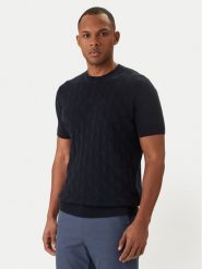 KARL LAGERFELD Sweter 655006 562301 Granatowy Slim Fit. Niebieskie swetry męskie KARL LAGERFELD, m, bez wzorów, z bawełny, bez kołnierzyka, bez ramiączek. Za 428.99 zł.