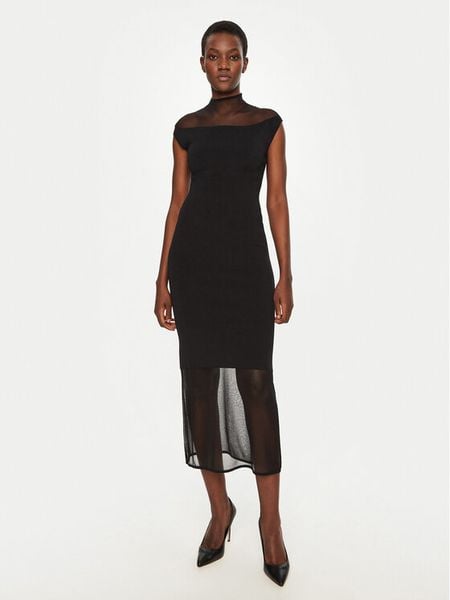 Calvin Klein Sukienka codzienna K20K207919 Czarny Regular Fit. Czarne sukienki damskie Calvin Klein, na co dzień, l, bez wzorów, z syntetyku, bez kołnierzyka, bez ramiączek, proste. Za 689.99 zł.