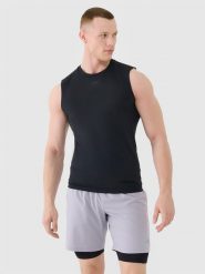 4F Tank top treningowy szybkoschnący męski - czarny XL. Czarne koszulki sportowe męskie 4F, m, bez wzorów, z dzianiny, bez ramiączek, na fitness i siłownię. W wyprzedaży za 59.99 zł.