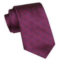 Elegancki Krawat Męski Angelo di Monti - Czerwień z Niebieskim, Geometria. Czerwone krawaty i muchy Angelo di Monti, bez wzorów, z tkaniny, eleganckie. Za 45.00 zł.