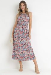 Czerwona Sukienka z Wiskozy w Stylu Boho z Gumką w Pasie Lostti. Czerwone sukienki damskie Born2be, na lato, l, bez wzorów, z wiskozy, boho, bez kołnierzyka, bez ramiączek, maxi, rozkloszowane. Za 64.99 zł.