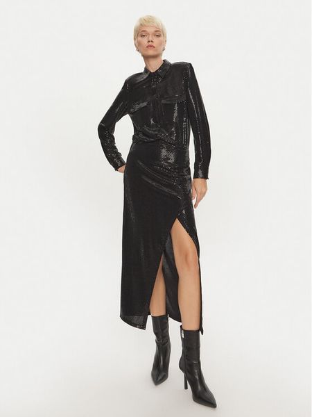 LOLA CASADEMUNT Sukienka koktajlowa LF2416003 Czarny Regular Fit. Czarne sukienki damskie LOLA CASADEMUNT, xs, bez wzorów, z syntetyku, wizytowe, bez kołnierzyka, bez ramiączek. Za 469.99 zł.