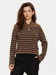 Tommy Hilfiger Sweter WW0WW44981 Brązowy Relaxed Fit. Brązowe swetry nierozpinane damskie Tommy Hilfiger, xxl, bez wzorów, z wełny, bez kołnierzyka, bez ramiączek. Za 469.99 zł.