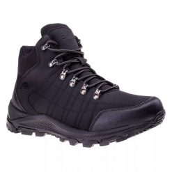 Męskie Buty Turystyczne Hengelo Mid Cut. Czarne buty sportowe męskie Hi-tec, bez wzorów, bez zapięcia. Za 264.99 zł.