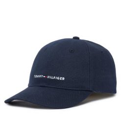 Czapka z daszkiem Tommy Hilfiger. Niebieskie czapki damskie Tommy Hilfiger, bez wzorów. Za 189.99 zł.