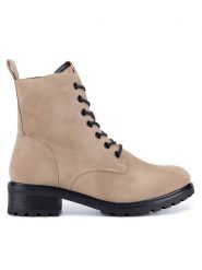 Clara Barson Botki WS2971-33 Beżowy. Brązowe botki damskie Clara Barson, bez wzorów, z materiału, bez obcasa, na płaskiej podeszwie, bez zapięcia. Za 159.99 zł.