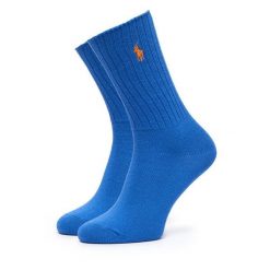 Skarpety długie Polo Ralph Lauren. Niebieskie skarpetki damskie Polo Ralph Lauren, bez wzorów. Za 89.99 zł.