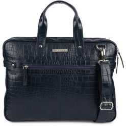Torba Skórzana Elegancka Croco Laptop 15. Czarne torby na laptopa damskie z aplikacjami, z bawełny, zdobione. Za 399.99 zł.