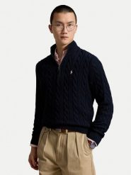 Polo Ralph Lauren Sweter 710810841500 Granatowy Regular Fit. Niebieskie swetry męskie Polo Ralph Lauren, l, bez wzorów, z bawełny, bez kołnierzyka, bez ramiączek. Za 1,199.00 zł.