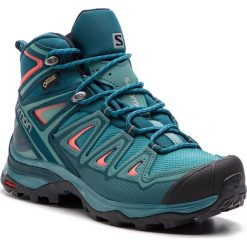 Trekkingi SALOMON - X Ultra 3 Mid Gtx W GORE-TEX 404755 20 W0 Hydro./Reflecting Pond/Dubarry. Zielone obuwie trekkingowe damskie Salomon, z gore-texu, bez zapięcia. W wyprzedaży za 459.00 zł.