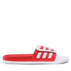 Klapki adidas. Białe klapki damskie Adidas, bez wzorów, sportowe, bez obcasa, bez zapięcia. Za 129.99 zł.