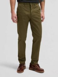 MESKIE SPODNIE LEE SLIM CHINO OLIVE MOSS 112378508. Zielone eleganckie spodnie męskie Lee, bez wzorów, z jeansu. Za 179.99 zł.