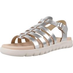 Sandały GEOX J S. SOLEIMA G.B - METAL.LEA Srebrny. Szare sandały męskie Geox, bez wzorów, z syntetyku, sportowe, bez zapięcia. Za 266.95 zł.