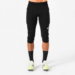 Spodenki bramkarskie z ochraniaczami do piłki nożnej Kipsta F500. Czarne szorty damskie KIPSTA, bez wzorów, z elastanu, sportowe. Za 129.99 zł.