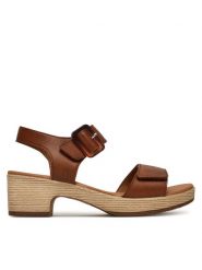 Remonte Sandały D0N52-25 Brązowy. Brązowe sandały damskie Remonte, bez wzorów, ze skóry, bez obcasa, na słupku, bez zapięcia. Za 295.99 zł.