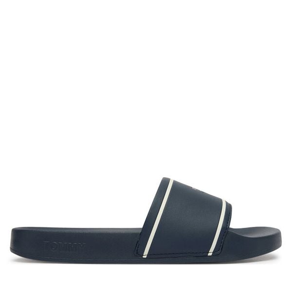 Klapki Tommy Jeans. Niebieskie klapki damskie Tommy Jeans, bez wzorów, z jeansu, bez obcasa, bez zapięcia. Za 116.99 zł.