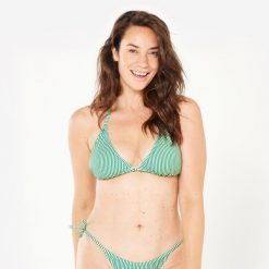 Góra kostiumu kąpielowego surfingowego damska Olaian Mae. Zielone bikini OLAIAN, l, bez wzorów, z elastanu. Za 39.99 zł.