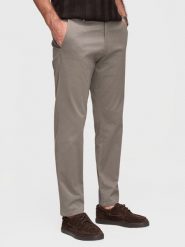 Spodnie męskie chino REGULAR FIT z delikatną strukturą – szare V1 - Rozmiar: XL. Szare eleganckie spodnie męskie Ombre Clothing, bez wzorów, z bawełny, biznesowe. W wyprzedaży za 265.99 zł.