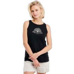 Damski tank top Protest Prtkuhli. Czarne topy damskie Protest, bez wzorów, z bawełny, eleganckie, bez kołnierzyka, bez ramiączek. Za 109.99 zł.