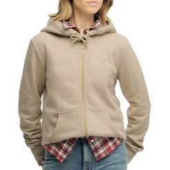 Bluza Superdry Essential Logo Ziphood Hb. Brązowe bluzy damskie Superdry, s, bez wzorów, z bawełny, klasyczne, bez ramiączek, bez kaptura. Za 349.25 zł.