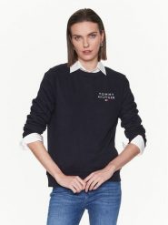 Tommy Hilfiger Bluza UW0UW04521 Granatowy Regular Fit. Niebieskie bluzy damskie Tommy Hilfiger, l, bez wzorów, z bawełny, bez ramiączek, bez kaptura. Za 299.99 zł.