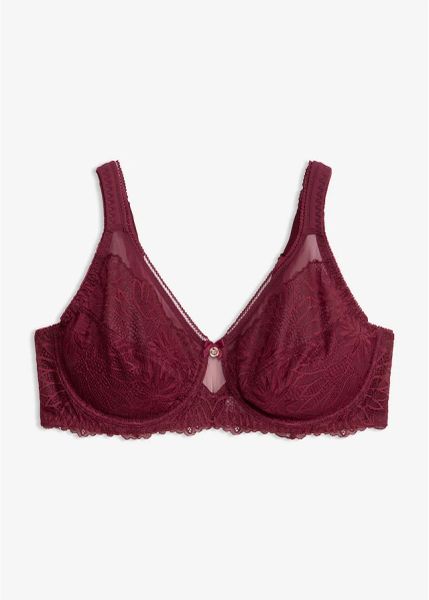 Biustonosz minimizer z wyściełanymi ramiączkami. Niebieskie biustonosze bonprix, bez wzorów, z koronki. Za 59.99 zł.
