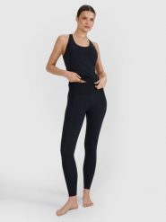 4F Legginsy do jogi i pilatesu szybkoschnące damskie - czarne XL. Czarne legginsy damskie 4F, s, bez wzorów, z dzianiny, z podwyższonym stanem, na fitness i siłownię. W wyprzedaży za 129.99 zł.