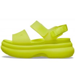 Sandały Crocs Soho Frosted Y Strap Sandal W Damskie. Zielone sandały damskie Crocs, bez wzorów, z materiału, bez obcasa, bez zapięcia. Za 289.99 zł.