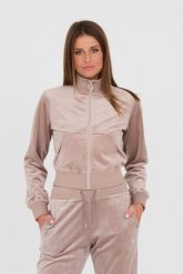 GUESS Beżowa bluza dresowa. Brązowe bluzy damskie Guess, s, z aplikacjami, z dresówki, bez ramiączek, bez kaptura. W wyprzedaży za 293.99 zł.