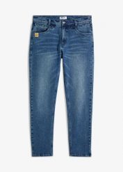Dżinsy ze stretchem z wysokiej jakości grubego denimu, regular fit, prosta nogawka. Niebieskie jeansy męskie bonprix, z denimu. Za 169.99 zł.