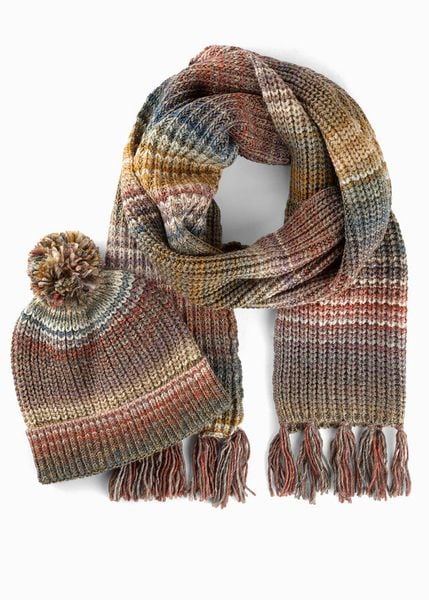 Szal + czapka (2 części). Zielone czapki damskie bonprix, bez wzorów. Za 94.99 zł.