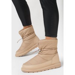 Ciemnobeżowe Śniegowce Keeffe. Brązowe śniegowce damskie Born2be, z jeansu, przed kolano, bez zapięcia. Za 129.99 zł.