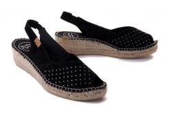 TONI PONS Bernia-ST black, sandały/espadryle damskie. Czarne sandały damskie TONI PONS, bez wzorów, bez obcasa, na koturnie, bez zapięcia. Za 179.95 zł.