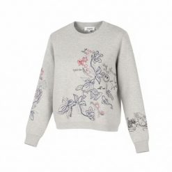 Desigual Jers Laia sweter damski L szary melange haftowany. Szare swetry nierozpinane damskie Desigual, l, bez wzorów, z wiskozy, bez kołnierzyka, bez ramiączek. Za 338.99 zł.