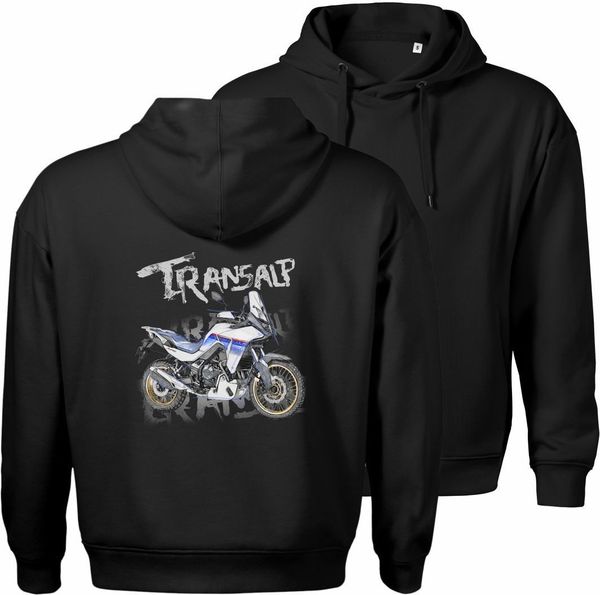 Bluza z kapturem motocyklowa z motocyklem na motor Honda Transalp 750 XL męska czarna M. Czarne bluzy męskie Topslang, m, bez wzorów, z kapturem. Za 189.90 zł.
