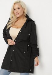 Czarna Kurtka Parka Taliowana Ohlina. Czarne kurtki damskie Born2be, plus size, bez wzorów, plus size, bez kaptura. Za 149.99 zł.